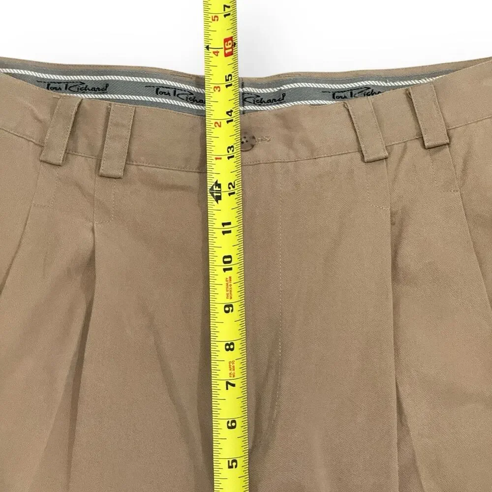 Tori Richard Men's 38 Pleated Chino Shorts Lyocell Cotton Blend Casual Brown Tan